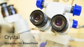  Presentation with eyesight - Beautiful PPT theme featuring medical devices used in ophthalmology backdrop and a soft green colored foreground
