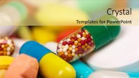  Presentation with medical pills - Cool new theme with medical digestion - closeup of medicine capsule backdrop and a yellow colored foreground