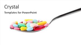  Presentation with diet - PPT layouts featuring medical digestion - diet concept spoon with pills background and a white colored foreground