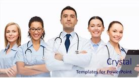  Presentation with healthcare - Presentation theme consisting of medical doctor - healthcare profession people and medicine background and a sky blue colored foreground