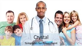  Presentation with doctor family - Beautiful slides featuring medical doctor and happy family backdrop and a  colored foreground