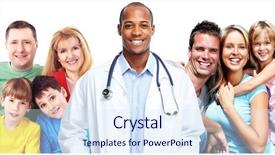  Presentation with doctor family - Cool new PPT theme with medical doctor and happy family backdrop and a sky blue colored foreground