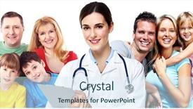  Presentation with doctor family - Slide set having medical doctor and happy family background and a sky blue colored foreground