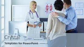  Presentation with patients - Presentation theme enhanced with medical-doctor-and-young-couple background and a light blue colored foreground