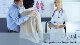  Presentation with patients - Beautiful presentation theme featuring medical-doctor-and-young-couple backdrop and a light blue colored foreground