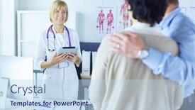  Presentation with patients - Slide deck having medical-doctor-and-young-couple background and a sky blue colored foreground