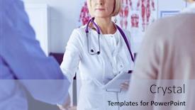  Presentation with patients - Theme with medical-doctor-and-young-couple background and a light blue colored foreground