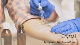  Presentation with patient experience - Colorful presentation theme enhanced with patient experience - medical doctor doing allergy tests backdrop and a coral colored foreground