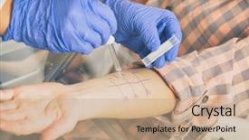  Presentation with patient experience - Amazing presentation theme having patient experience - medical doctor doing allergy tests backdrop and a coral colored foreground