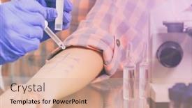  Presentation with tests - Theme with medical-doctor-doing-allergy-tests background and a coral colored foreground