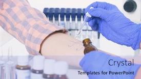  Presentation with tests - Cool new slides with medical-doctor-doing-allergy-tests backdrop and a light blue colored foreground