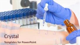  Presentation with tests - PPT theme enhanced with medical doctor doing allergy tests in laboratory background and a lemonade colored foreground