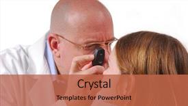  Presentation with eye medical - Slides consisting of medical doctor examining girl's eye background and a red colored foreground