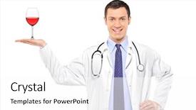  Presentation with wine - PPT theme having medical doctor holding a glass background and a white colored foreground