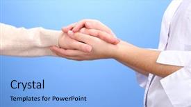  Presentation with male nurse - Presentation design having medical doctor holding hand background and a light blue colored foreground