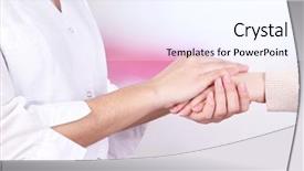  Presentation with medical hand - Amazing slide set having medical doctor holding hand backdrop and a  colored foreground