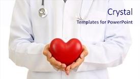  Presentation with medical heart - Theme having medical doctor holding heart isolated background and a  colored foreground