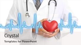  Presentation with medical heart - Slide deck consisting of medical doctor holding heart background and a soft green colored foreground