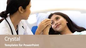  Presentation with medical hand - Audience pleasing presentation theme consisting of medical doctor holding patient's backdrop and a coral colored foreground