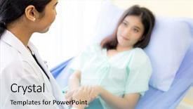 Presentation with patient and nurse holding hands - Presentation theme featuring medical doctor holding patient's background and a sky blue colored foreground