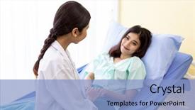  Presentation with nurse and patient holding hands - PPT theme with medical doctor holding patient's background and a light blue colored foreground