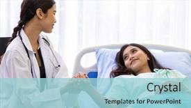  Presentation with holding hands - Slide deck enhanced with medical doctor holding patient's background and a light blue colored foreground