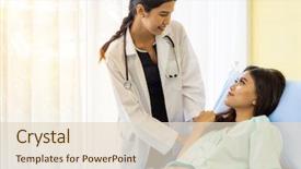  Presentation with patient - Presentation theme with medical doctor holding patient's background and a lemonade colored foreground