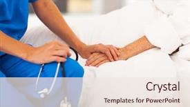  Presentation with doctor - Slide set consisting of medical doctor holing senior patient' background and a sky blue colored foreground