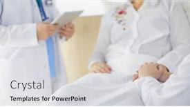  Presentation with doctor and patient medical consultation - Theme with medical-doctor-holing-senior-patient background and a light gray colored foreground