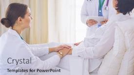  Presentation with doctor and patient medical consultation - PPT layouts featuring medical-doctor-holing-senior-patient background and a lemonade colored foreground