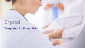  Presentation with doctor and patient medical consultation - Slide deck consisting of medical-doctor-holing-senior-patient background and a sky blue colored foreground