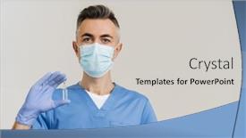  Presentation with medical face mask - Colorful PPT theme enhanced with medical-doctor-in-face-mask backdrop and a light gray colored foreground