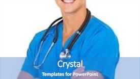  Presentation with scrubs - Slide set with medical doctor in scrubs isolated on white background background and a teal colored foreground