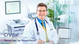  Presentation with doctor office - Slide deck featuring medical doctor in the office background and a  colored foreground
