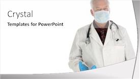  Presentation with medical face mask - Amazing PPT theme having medical-doctor-or-surgeon backdrop and a white colored foreground