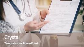  Presentation with doctor and patient medical consultation - Beautiful PPT layouts featuring medical doctor presenting medical history backdrop and a coral colored foreground