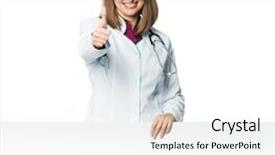  Presentation with medical clipboard - Amazing slides having medical doctor showing thumb near clipboard with copy space for text or design backdrop and a sky blue colored foreground