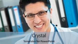  Presentation with social media camera - Audience pleasing PPT layouts consisting of medical doctor smiling and looking backdrop and a  colored foreground