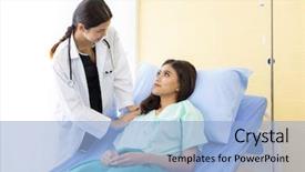  Presentation with patient - Colorful slide set enhanced with medical doctor touch on patient' backdrop and a light blue colored foreground