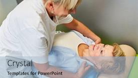  Presentation with cervical spine - Amazing theme having medical-doctor-treats-patient backdrop and a light blue colored foreground