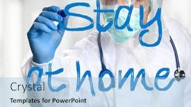  Presentation with wipe - Presentation design enhanced with medical-doctor-wearing-protective-workwear background and a light blue colored foreground