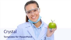  Presentation with tooth brush - PPT layouts having medical doctor woman hold green background and a  colored foreground