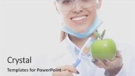  Presentation with tooth brush - Presentation design featuring medical doctor woman hold green background and a light gray colored foreground