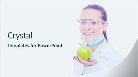  Presentation with tooth brush - Presentation design with medical doctor woman hold green background and a sky blue colored foreground