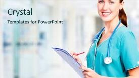  Presentation with doctor office - PPT layouts consisting of medical doctor woman background and a sky blue colored foreground