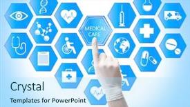  Presentation with medical concept - Beautiful PPT layouts featuring medical doctor working with healthcare backdrop and a arctic colored foreground