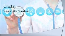  Presentation with medical concept - Cool new slide set with medical doctor working with healthcare backdrop and a sky blue colored foreground