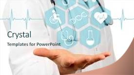  Presentation with medical concept - Amazing PPT theme having medical doctor working with healthcare backdrop and a sky blue colored foreground