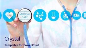  Presentation with medical concept - Theme having medical doctor working with healthcare background and a sky blue colored foreground