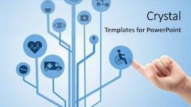  Presentation with medical concept - Colorful presentation design enhanced with medical doctor working with healthcare backdrop and a  colored foreground